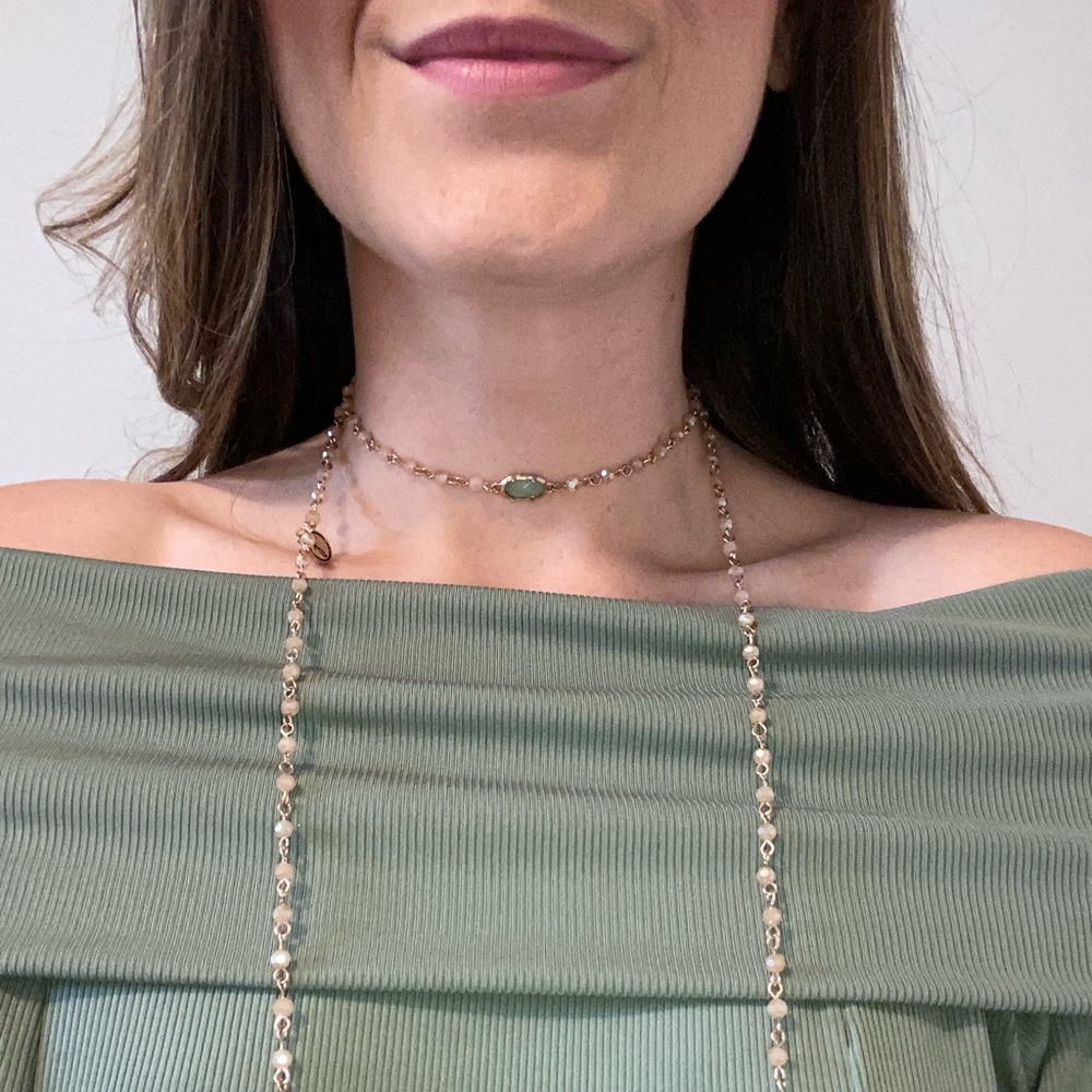 Sage Sparkle Bead Necklace ✨🌿